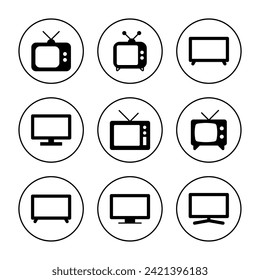 Vector de conjunto de iconos de televisión. símbolo y señal de televisión