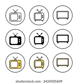 Vector de conjunto de iconos de televisión. signo y símbolo de televisión