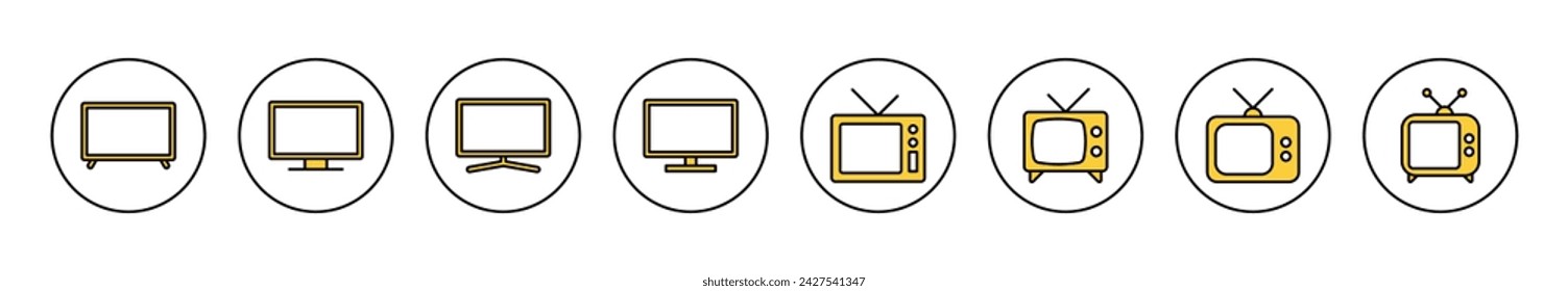 Vector de conjunto de iconos de televisión. signo y símbolo de televisión