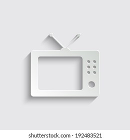 TV icon with shadow on a grey background