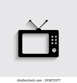 TV icon with shadow on a grey background