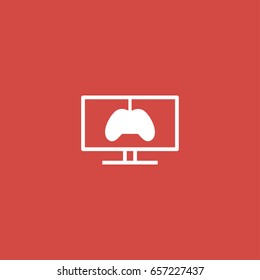 tv icon. sign design. red background