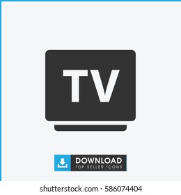 TV icon. Simple filled TV icon. On white background.