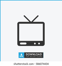 TV icon. Simple filled TV icon. On white background.