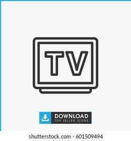 TV icon. simple outline TV vector icon. on white background.