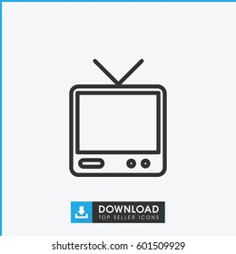 TV icon. simple outline TV vector icon. on white background.