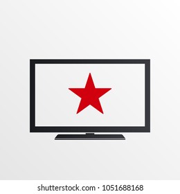 TV icon with star sign. TV icon and best, favorite, rating symbol. Vector icon