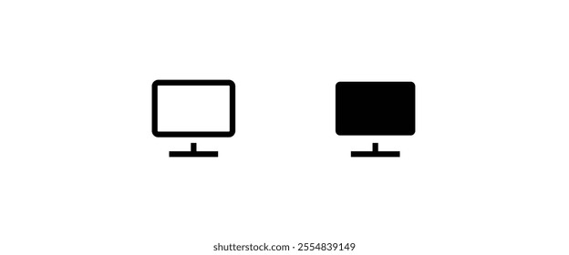 Tv icon. television, Computer Screen Monitor Display line and flat icons set, editable stroke isolated on white, linear vector outline illustration, symbol logo design style