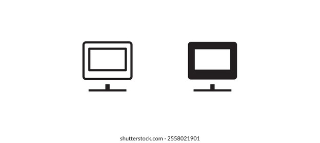 Tv icon. television, Computer Screen Monitor Display line and flat icons set, editable stroke isolated on white, linear vector outline illustration, symbol logo design style