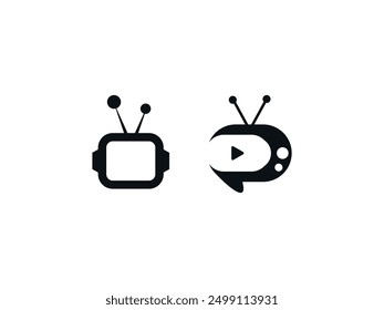 TV Icon, Television Logo Vector: Antenna, Channel, Media, Broadcasting, Entertainment, Live Stream Symbol, Digital Technology, App Icon, Video, Streaming Platform, Network, Online TV, Media Solutions.