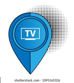 Tv icon, television map pointer