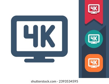 TV Icon. Television Screen, Flat Screen TV, 4K. Professional, pixel perfect vector icon.