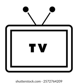 tv icon. television screen. Video show, entertainment symbol. Isolated on white and black background. Line and filled icon collection vector illustration