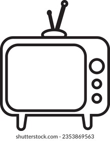 Tv icon, Television symbol in outline style on white background. Tv Icon in trendy flat style isolated on white background