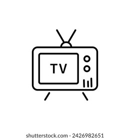 Tv icon, Television symbol in outline style on white background