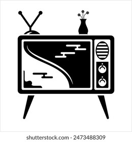 Tv Icon, Television Icon, Telecommunication Medium Used For Transmitting Moving Images Vector Art Illustration