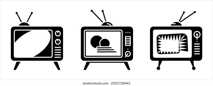 Tv Icon, Television Icon, Telecommunication Medium Used For Transmitting Moving Images Vector Art Illustration