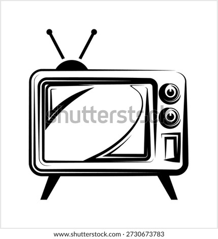 Tv Icon, Television Icon, Telecommunication Medium Used For Transmitting Moving Images Vector Art Illustration