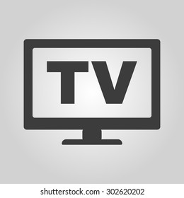 The tv icon. Television and telly, telecasting, broadcast symbol. Flat Vector illustration