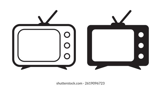 TV icon. Television Vector Outline and field Icon Isolated On White Background.