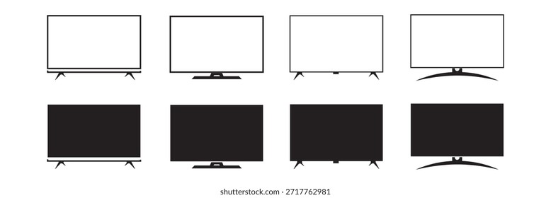 Tv Icon in trendy flat style isolated on white background.TV Monitor Screen Icon Set Vector Illustration. Television and Monitor Screen Display symbol for your web site design, logo, app, UI. EPS10.