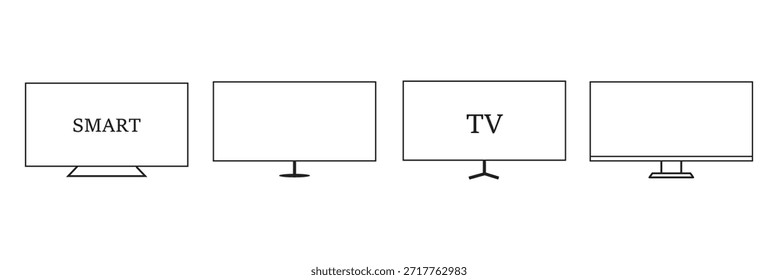 Tv Icon in trendy flat style isolated on white background.TV Monitor Screen Icon Set Vector Illustration. Television and Monitor Screen Display symbol for your web site design, logo, app, UI. EPS10.