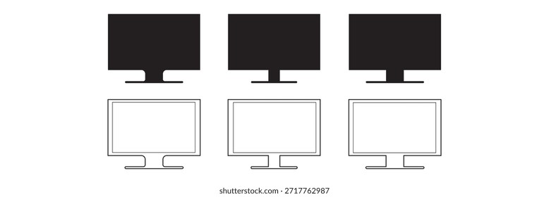 Tv Icon in trendy flat style isolated on white background.TV Monitor Screen Icon Set Vector Illustration. Television and Monitor Screen Display symbol for your web site design, logo, app, UI. EPS10.