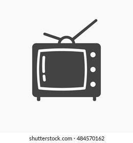 Tv Icon in trendy flat style isolated on grey background. 