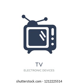 Tv icon. Trendy flat vector Tv icon on white background from Electronic devices collection, vector illustration can be use for web and mobile, eps10