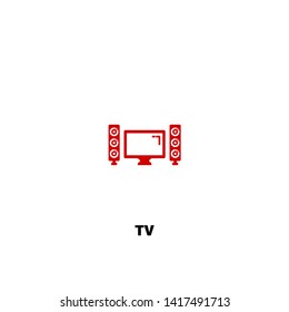 tv icon. tv vector design. sign design. red color