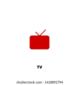 tv icon. tv vector design. sign design. red color