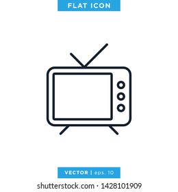 TV Icon Vector Design Template.  Television Icon With Editable Stroke