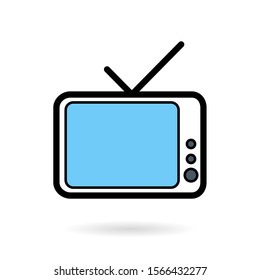 Tv Icon vector illustration in line style isolated on white background. Television symbol for web site design, logo, app, ui.