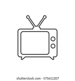 Tv Icon vector illustration in line style isolated on white background. Television symbol for web site design, logo, app, ui.