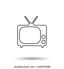 Tv Icon vector illustration in line style isolated on white background. Television symbol for web site design, logo, app, ui.