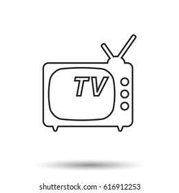 Tv Icon vector illustration in line style isolated on white background. Television symbol for web site design, logo, app, ui.