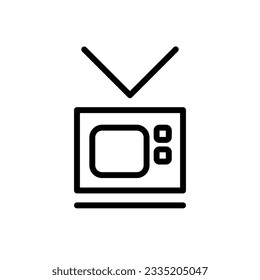 Fernsehsymbol, Vektorgrafik. Altes Fernsehsymbol schwarz. Freizeitkonzept. Einfaches flaches, isoliertes Piktogramm auf Weiß für App, Anzeigen, Schnittstellenelemente, Banner, Web, dev, ui, ux, gui. Vektor EPS10.