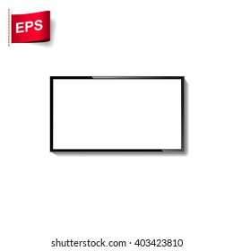 tv icon, vector modern led tv, isolated tv screen blank