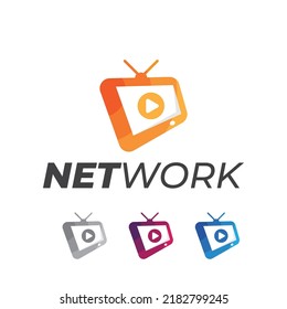 TV Icon Vector, Tv Network Logo Illustration, Television Electronic Media Logo Icon Vector Template.