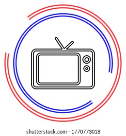tv icon, vector television screen illustration, video show, entertainment symbol. Thin line pictogram - outline editable stroke
