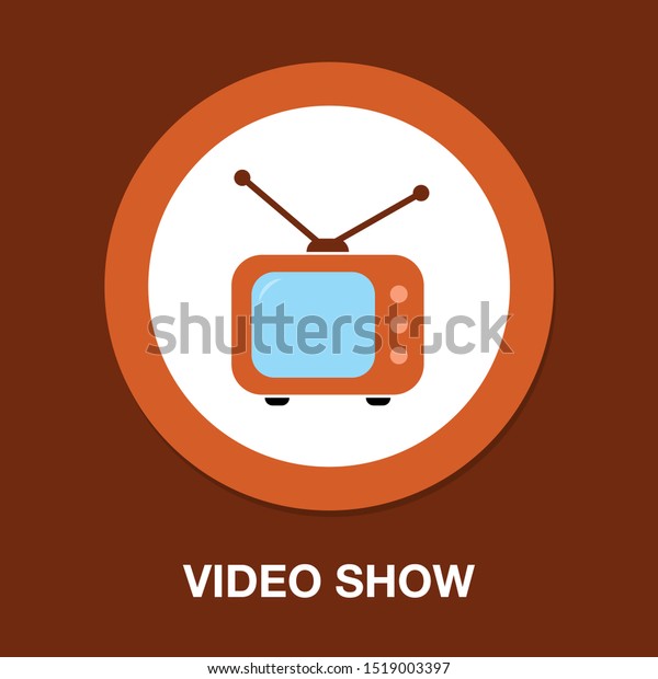 テレビアイコン ベクターテレビ画面イラスト ビデオショー エンターテイメントシンボル のベクター画像素材 ロイヤリティフリー