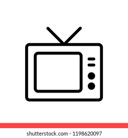 Tv icon vector, television symbol. Simple, flat design for web or mobile app