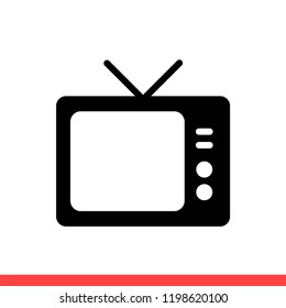 Tv icon vector, television symbol. Simple, flat design for web or mobile app