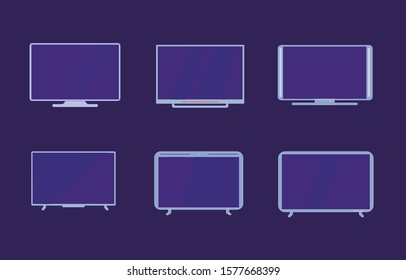 TV icon vectors set. Televisions on a white background. Isolated tv silhouettes in flat style. Televisions on a white background. Isolated tv silhouettes in flat style.
