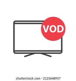 Tv Icon And VOD (Video On Demand) Acronym - Vector Illustration