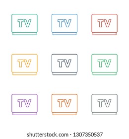 TV icon white background. Editable line TV icon from media. Trendy TV icon for web and mobile.