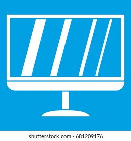 TV icon white isolated on blue background vector illustration