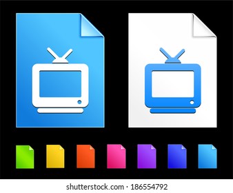 Iconos de TV en colorida colección de documentos de papel