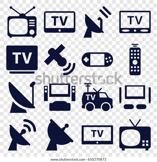 Tv icons set. set of 16 tv filled icons such as\
satellite, portable console