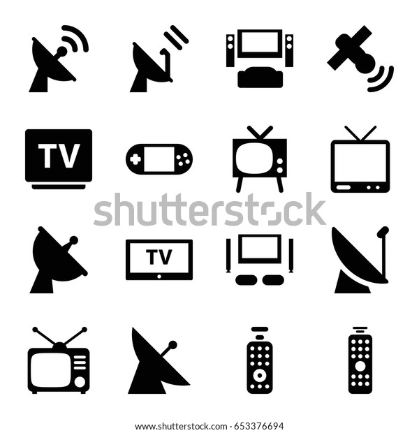 Tv icons set. set of 16 tv filled icons such as
satellite, portable console